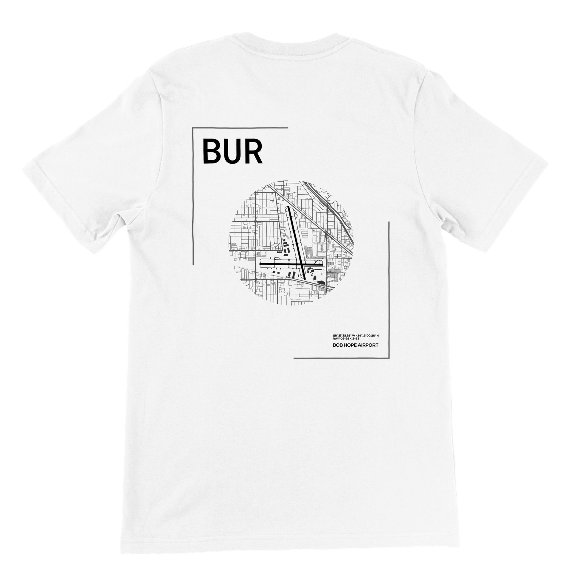 White BUR Airport Diagram T-Shirt Back
