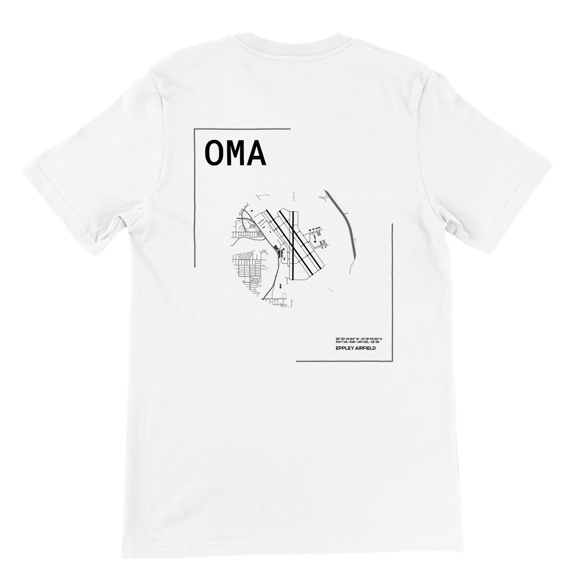 White OMA Airport Diagram T-Shirt Back