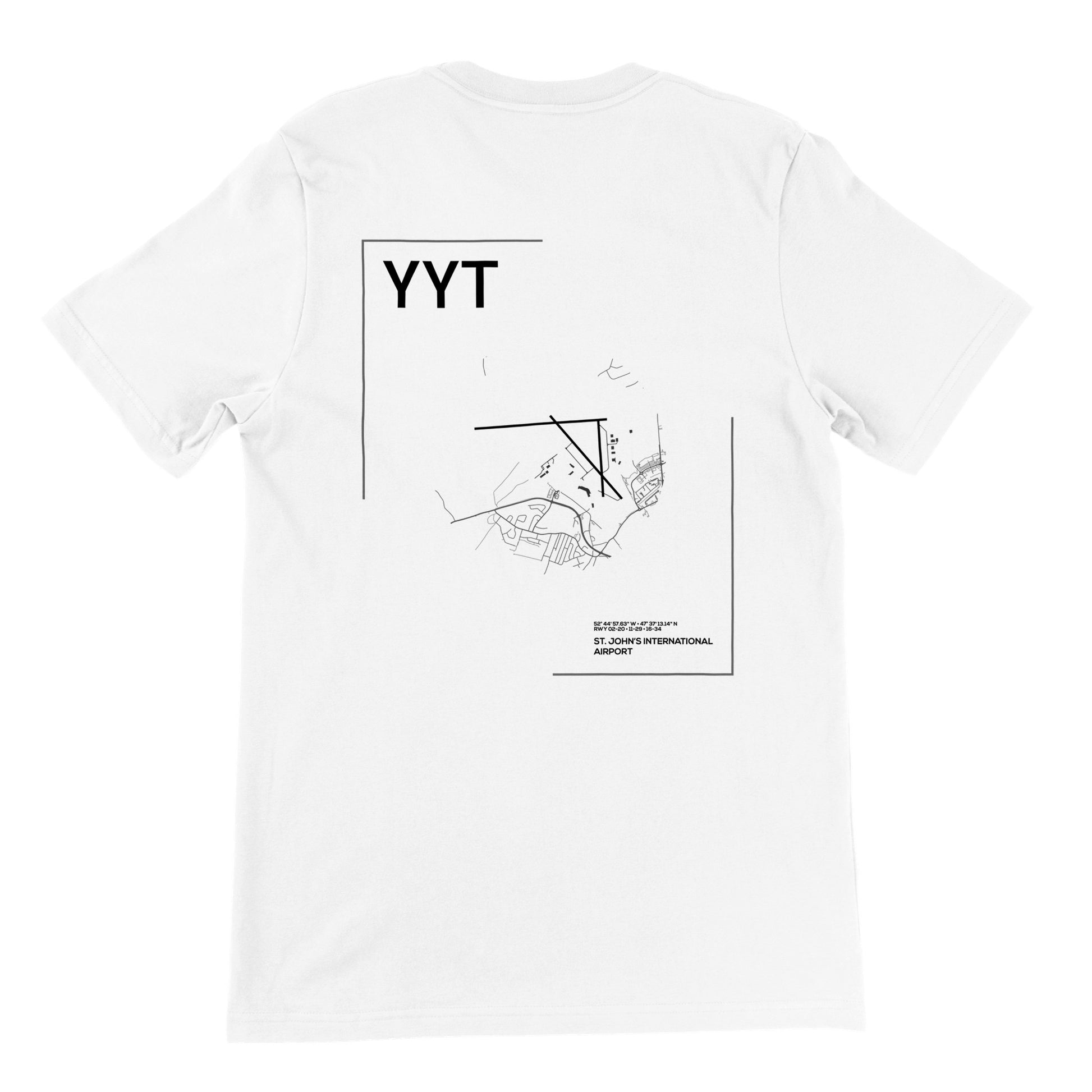 White YYT Airport Diagram T-Shirt Back