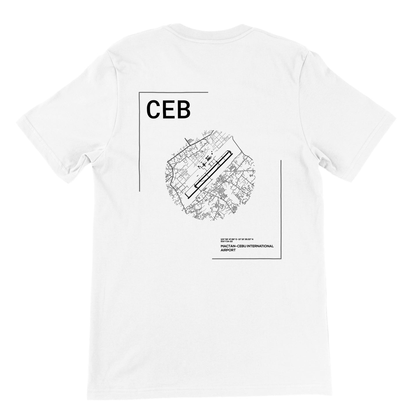 White CEB Airport Diagram T-Shirt Back