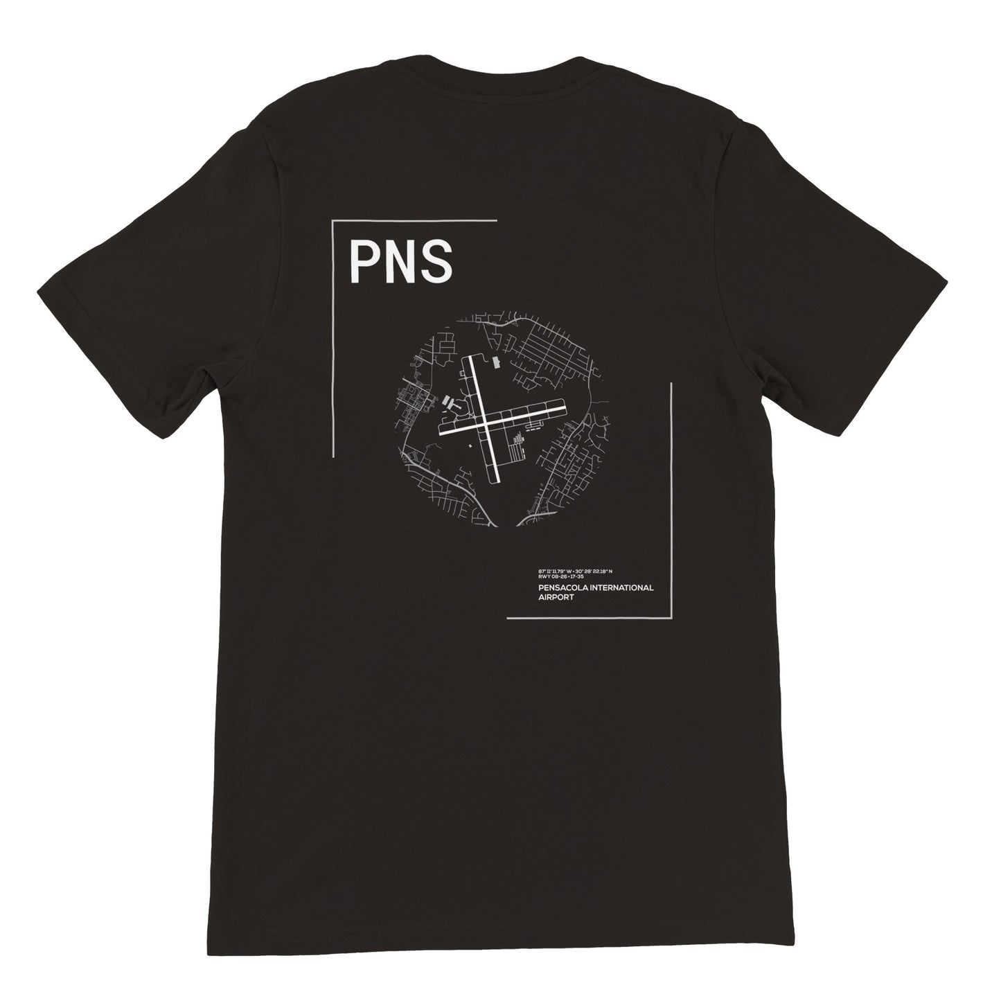 Black PNS Airport Diagram T-Shirt Back