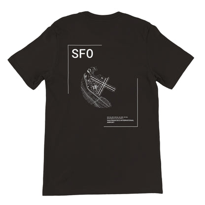 Black SFO Airport Diagram T-Shirt Back