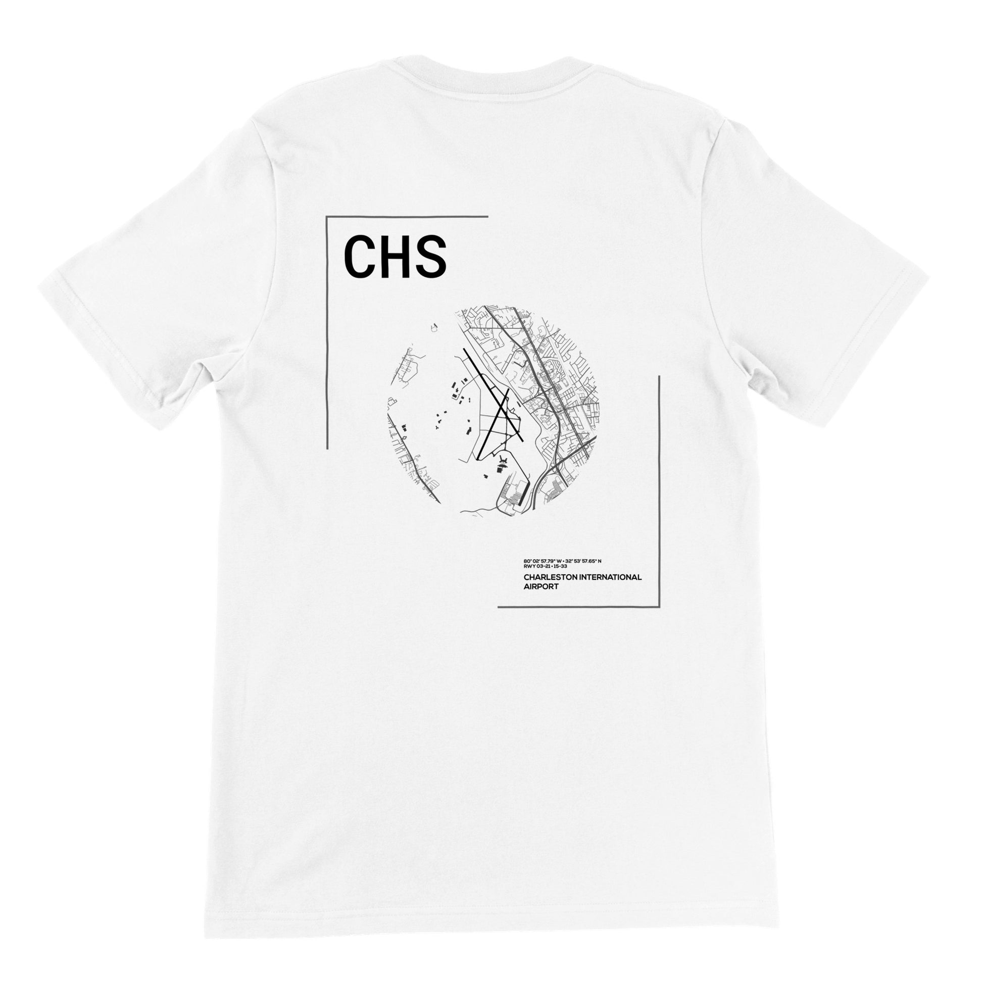 White CHS Airport Diagram T-Shirt Back