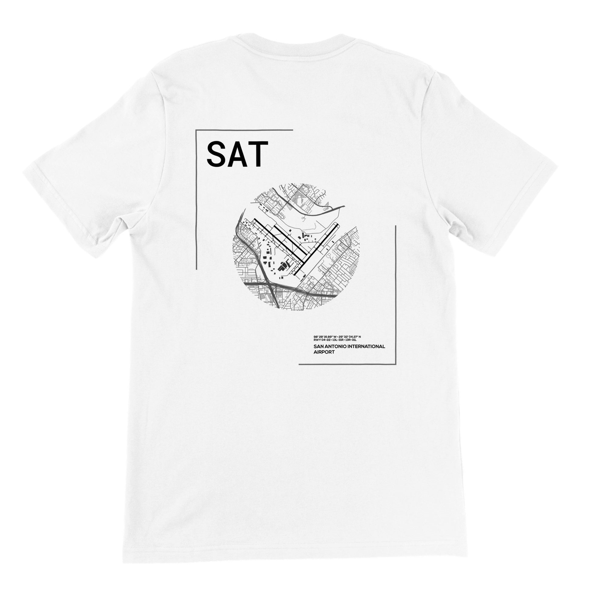 White SAT Airport Diagram T-Shirt Back