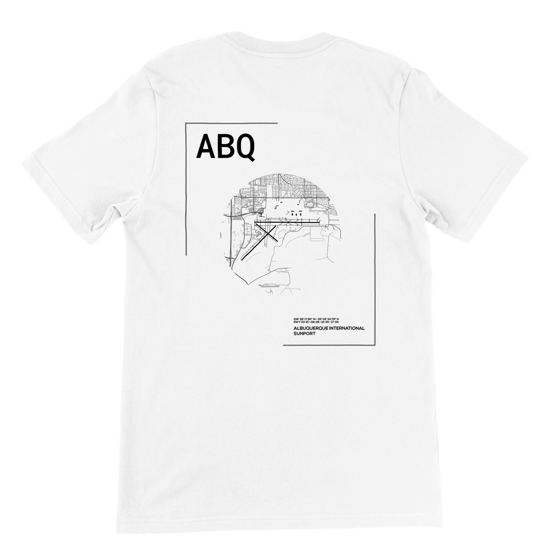 White ABQ Airport Diagram T-Shirt Back