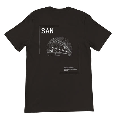 Black SAN Airport Diagram T-Shirt Back