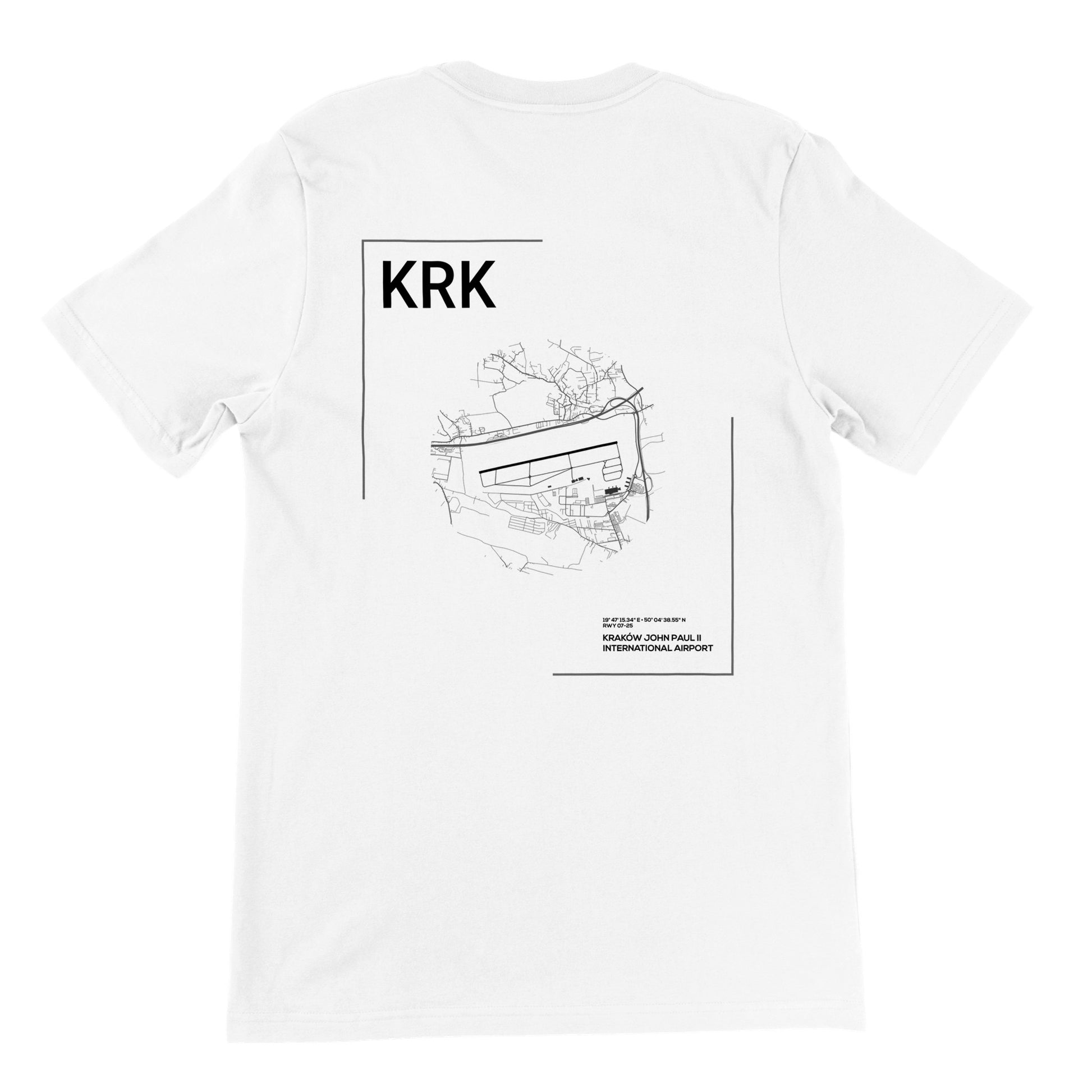 White KRK Airport Diagram T-Shirt Back