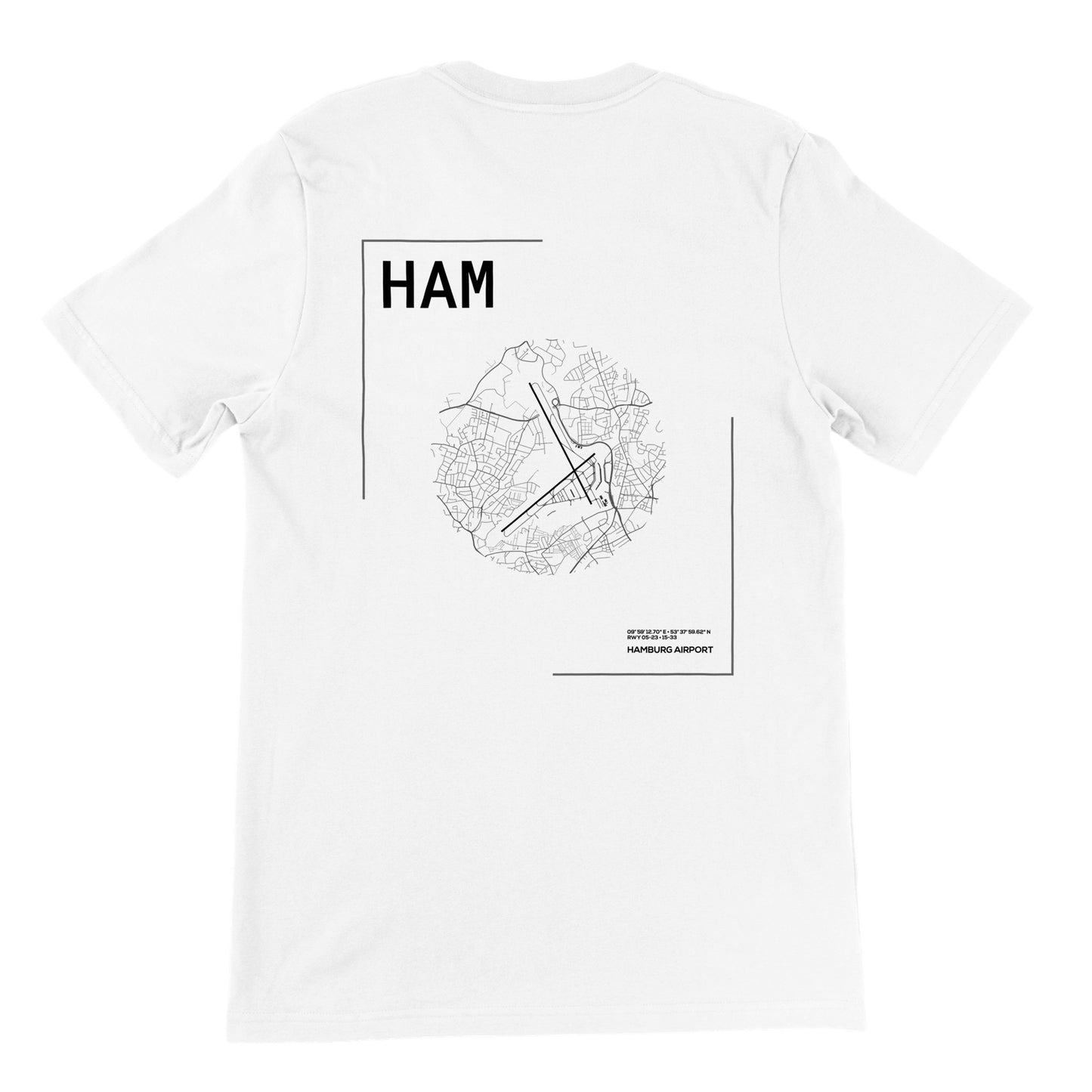 White HAM Airport Diagram T-Shirt Back