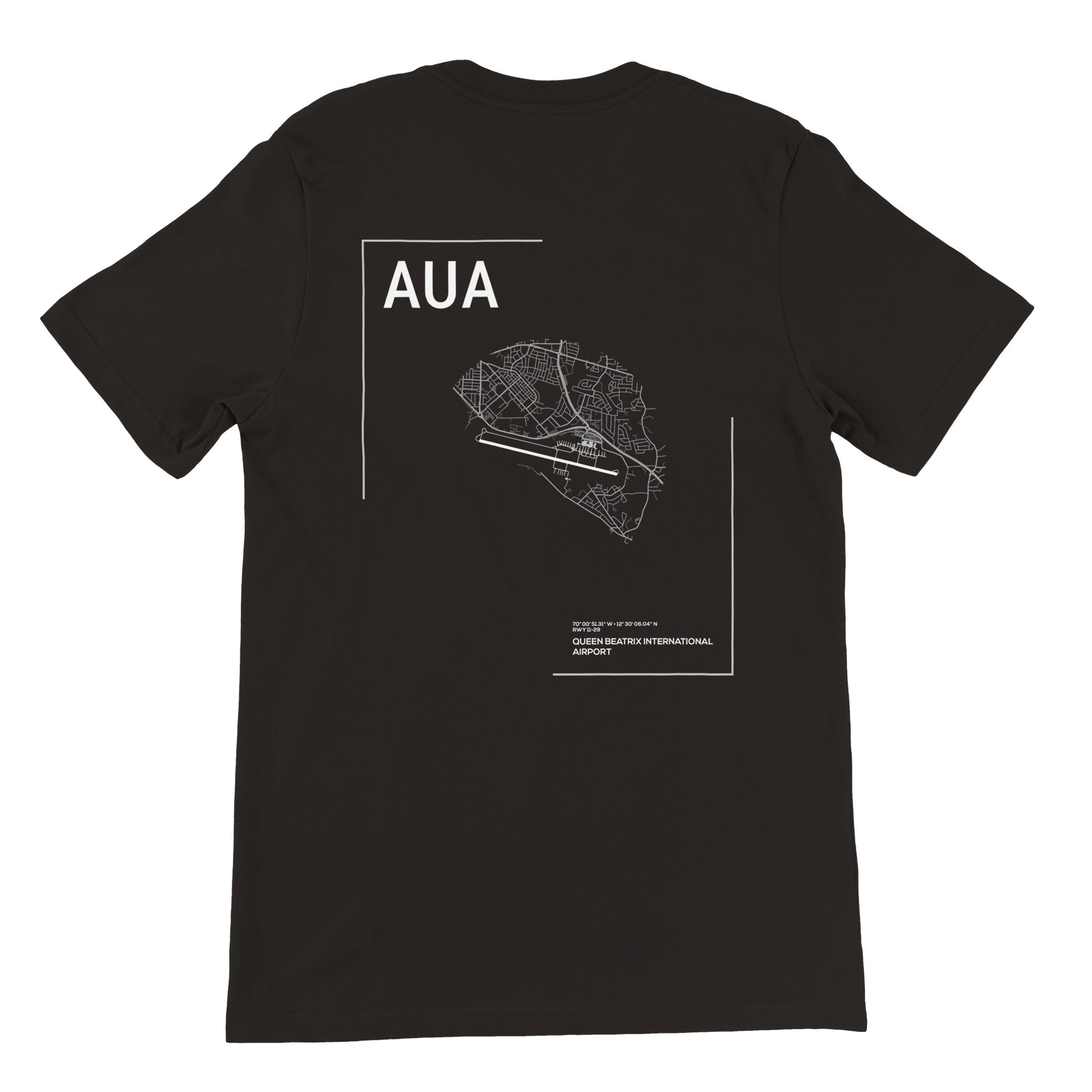 Black AUA Airport Diagram T-Shirt Back