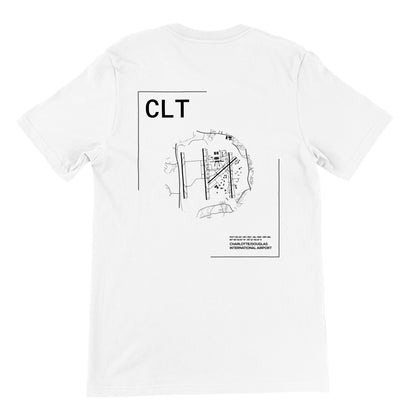 White CLT Airport Diagram T-Shirt Back