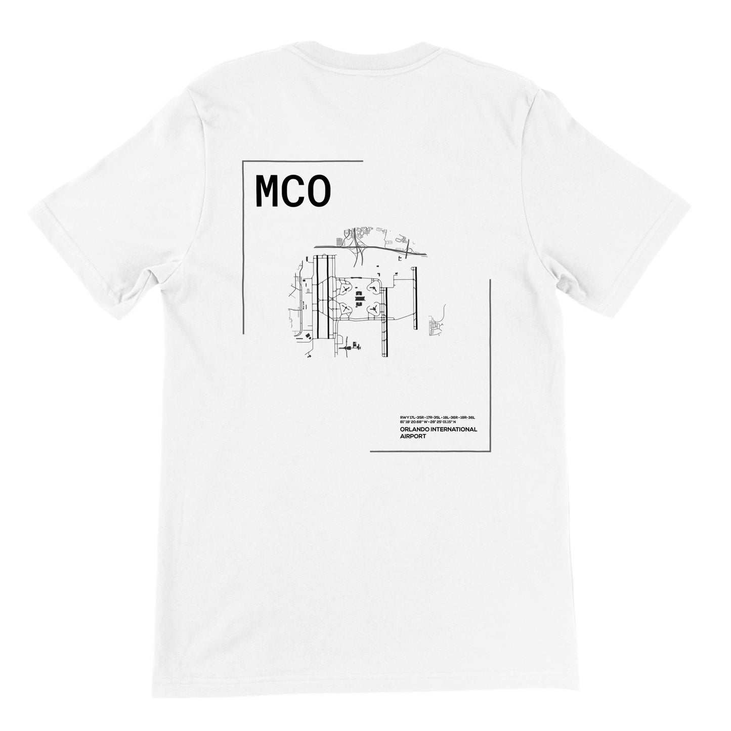 White MCO Airport Diagram T-Shirt Back