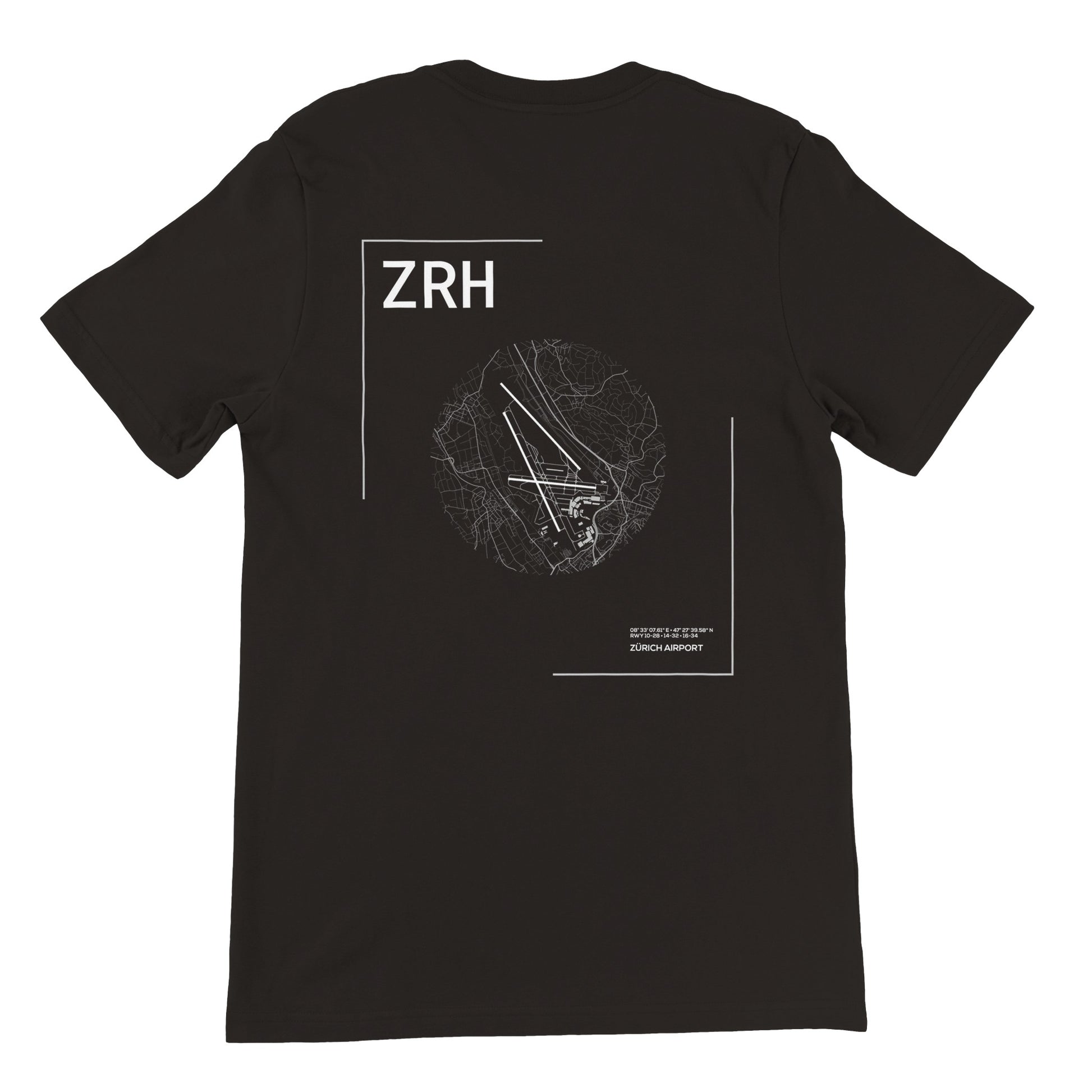 Black ZRH Airport Diagram T-Shirt Back