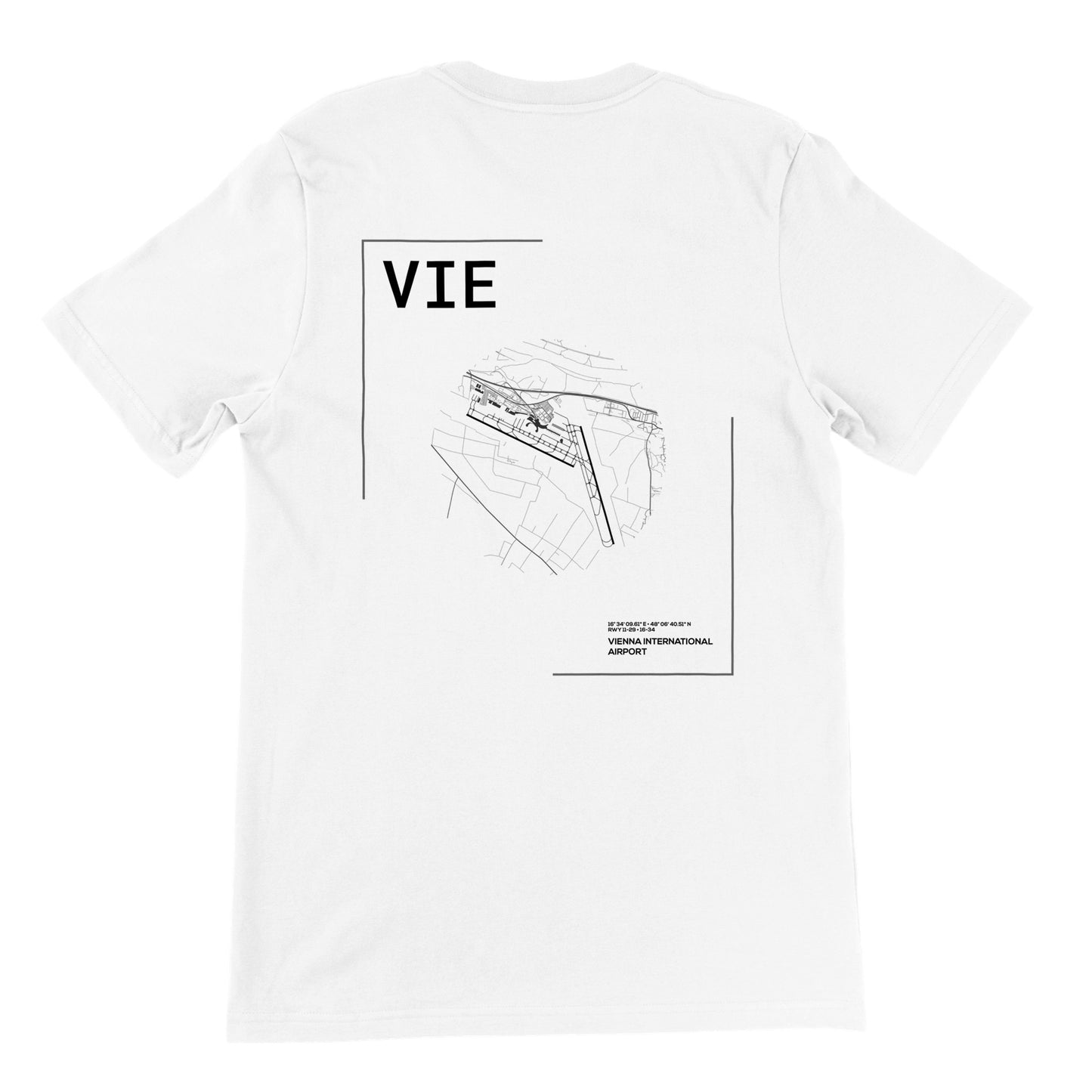 White VIE Airport Diagram T-Shirt Back