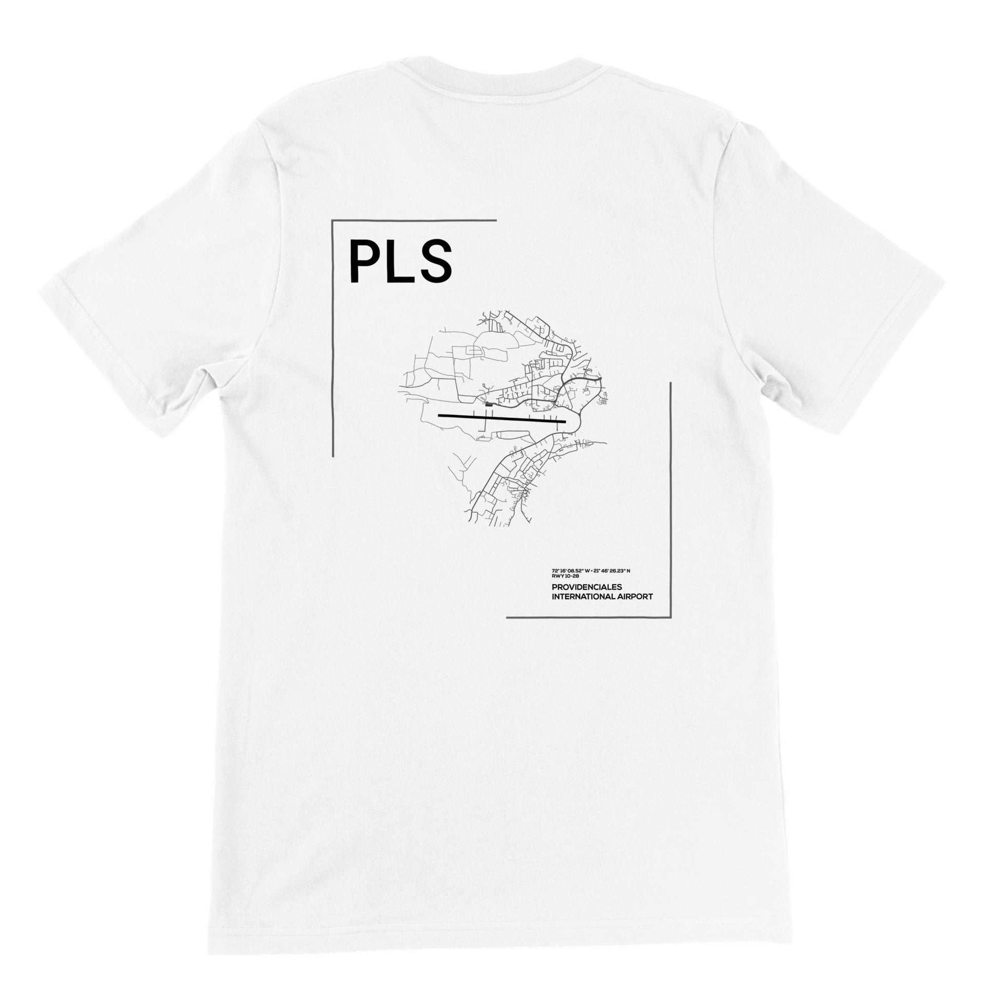 White PLS Airport Diagram T-Shirt Back
