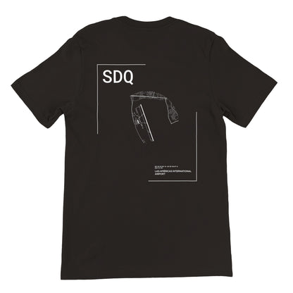 Black SDQ Airport Diagram T-Shirt Back
