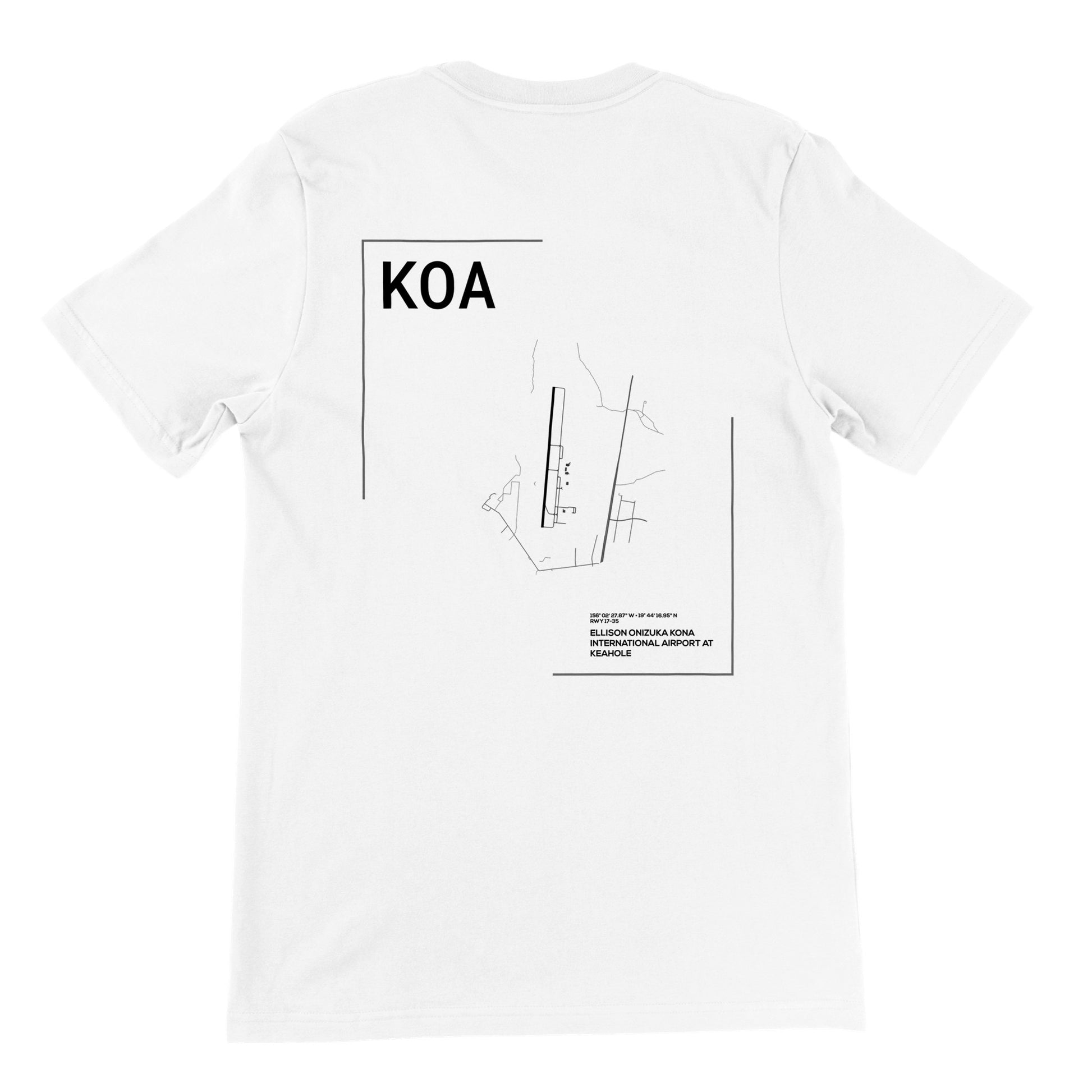 White KOA Airport Diagram T-Shirt Back