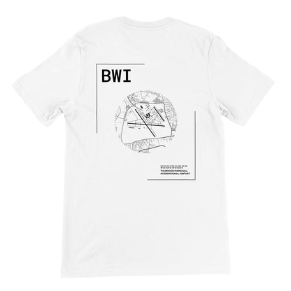 White BWI Airport Diagram T-Shirt Back