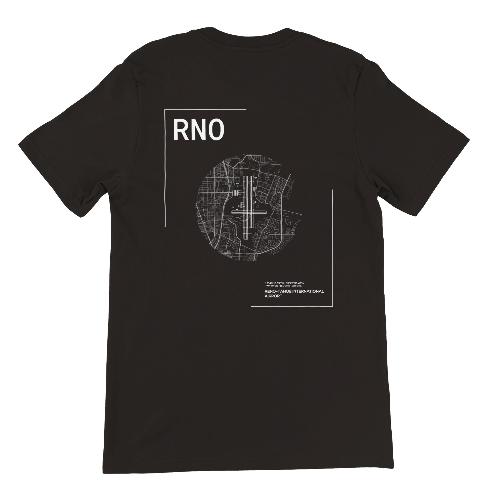 Black RNO Airport Diagram T-Shirt Back
