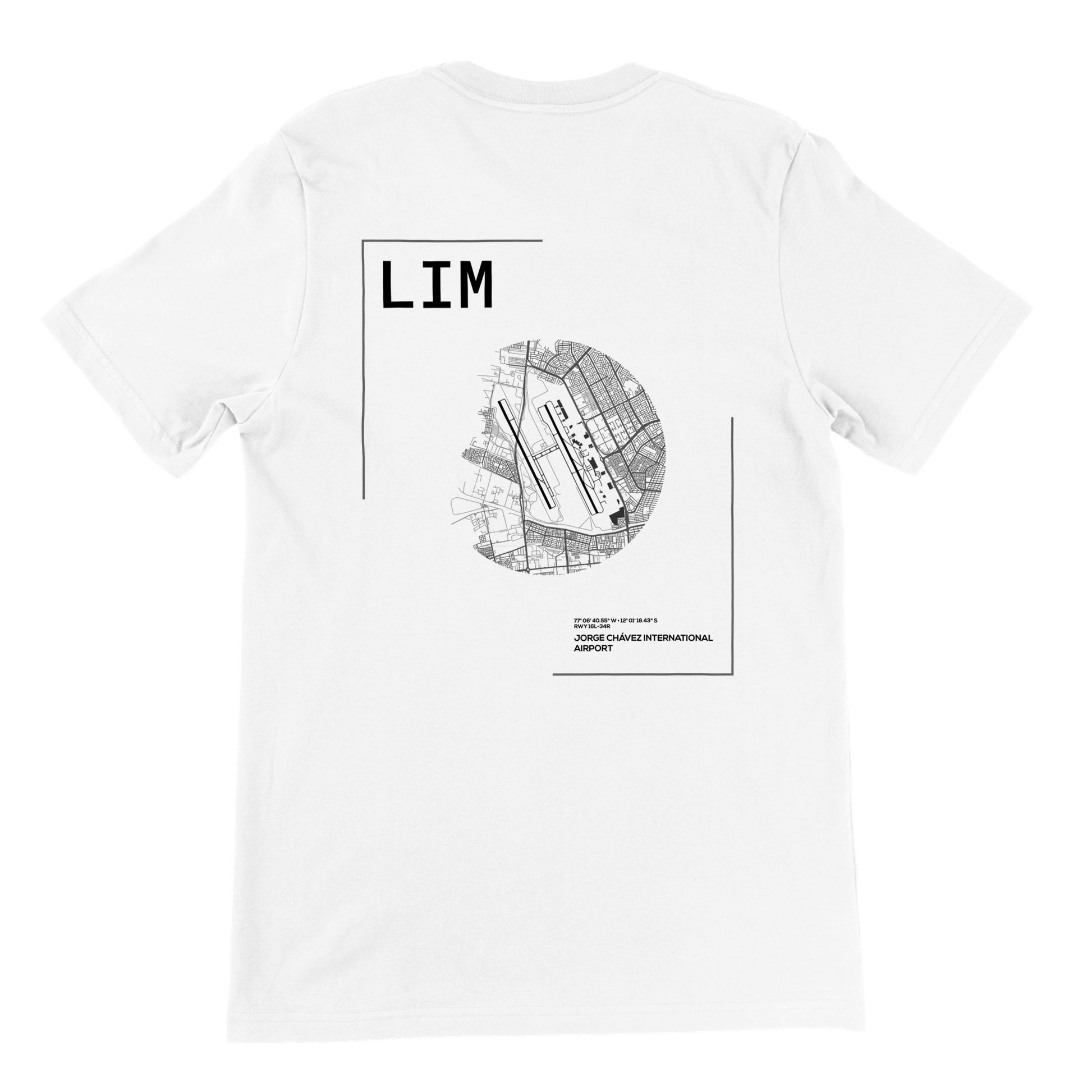 White LIM Airport Diagram T-Shirt Back