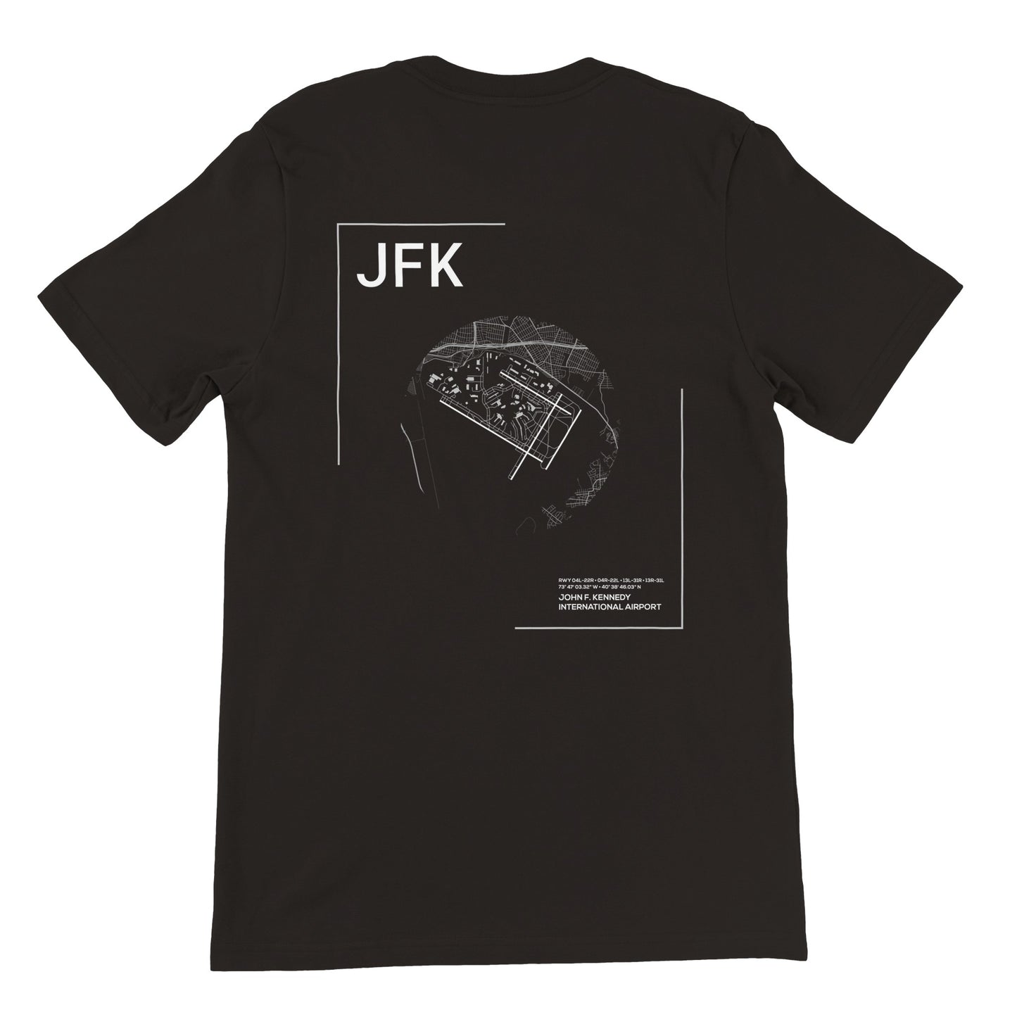 Black JFK Airport Diagram T-Shirt Back
