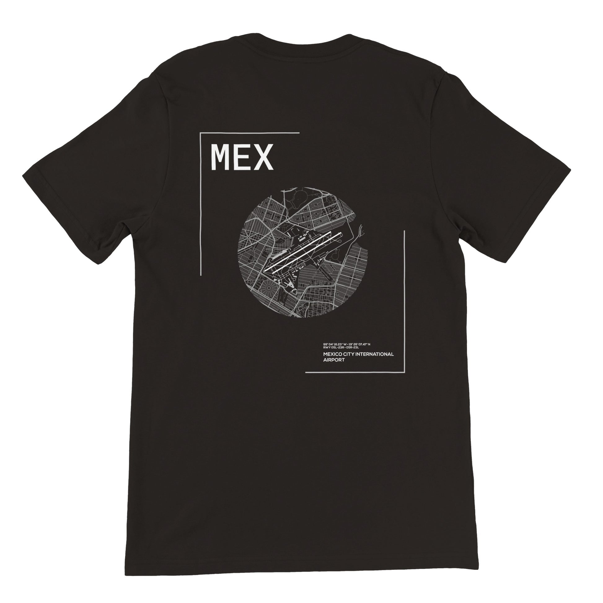 Black MEX Airport Diagram T-Shirt Back