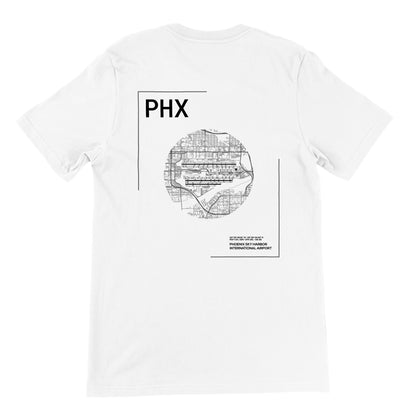 White PHX Airport Diagram T-Shirt Back