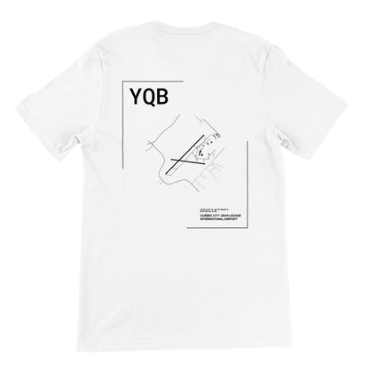 White YQB Airport Diagram T-Shirt Back