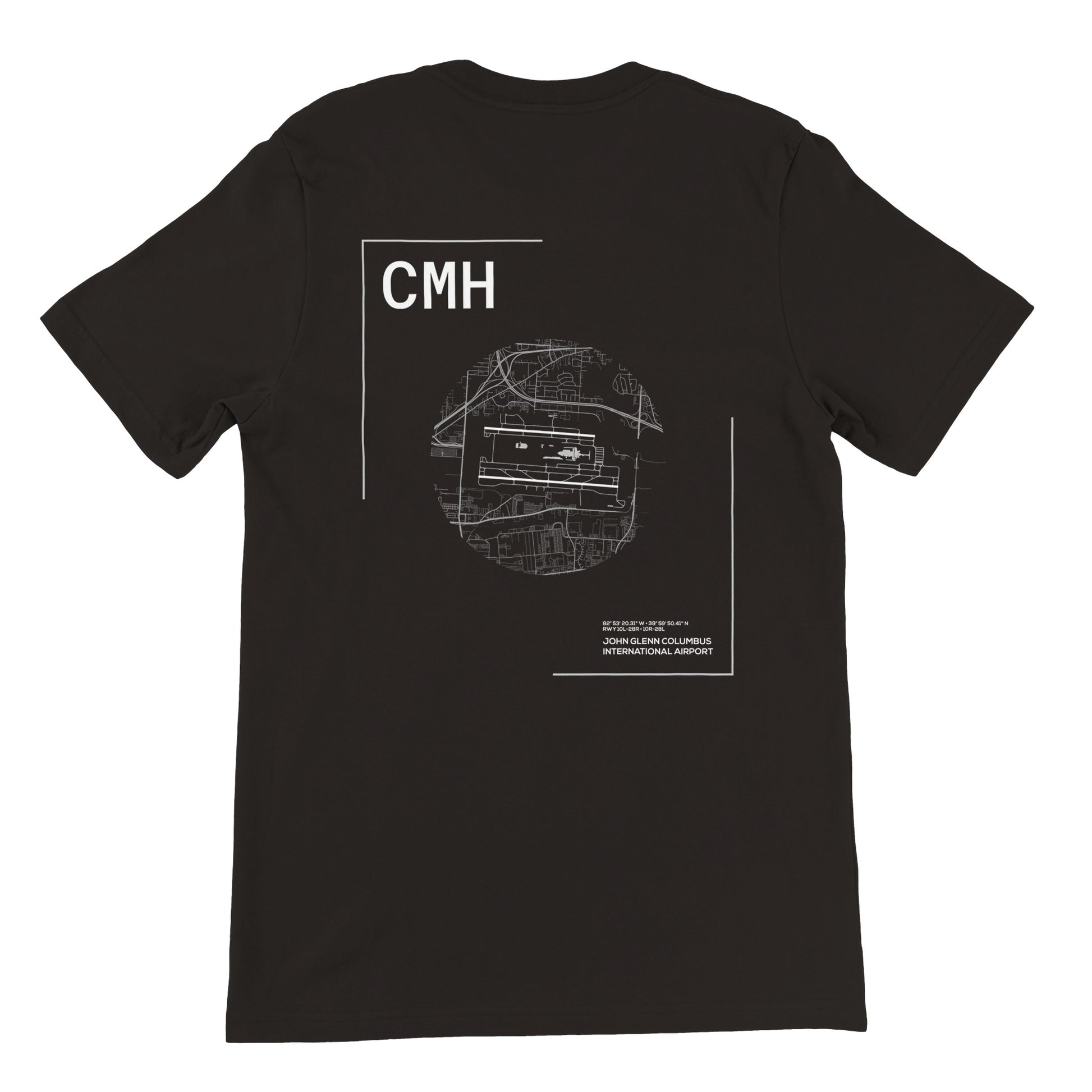 Black CMH Airport Diagram T-Shirt Back