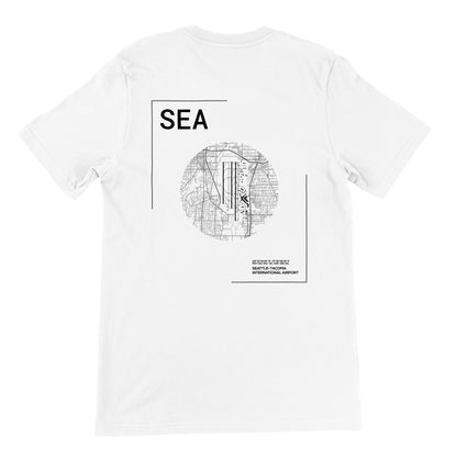 White SEA Airport Diagram T-Shirt Back