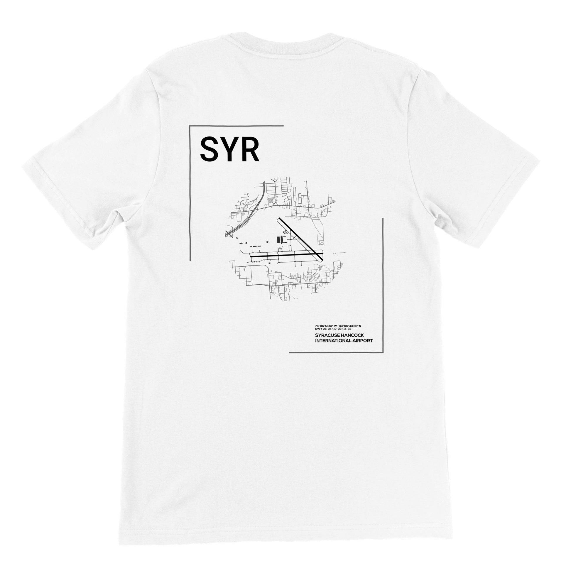 White SYR Airport Diagram T-Shirt Back