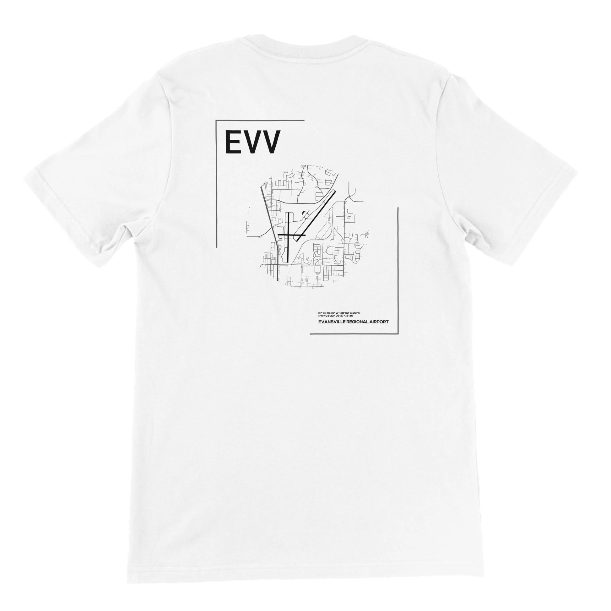 White EVV Airport Diagram T-Shirt Back