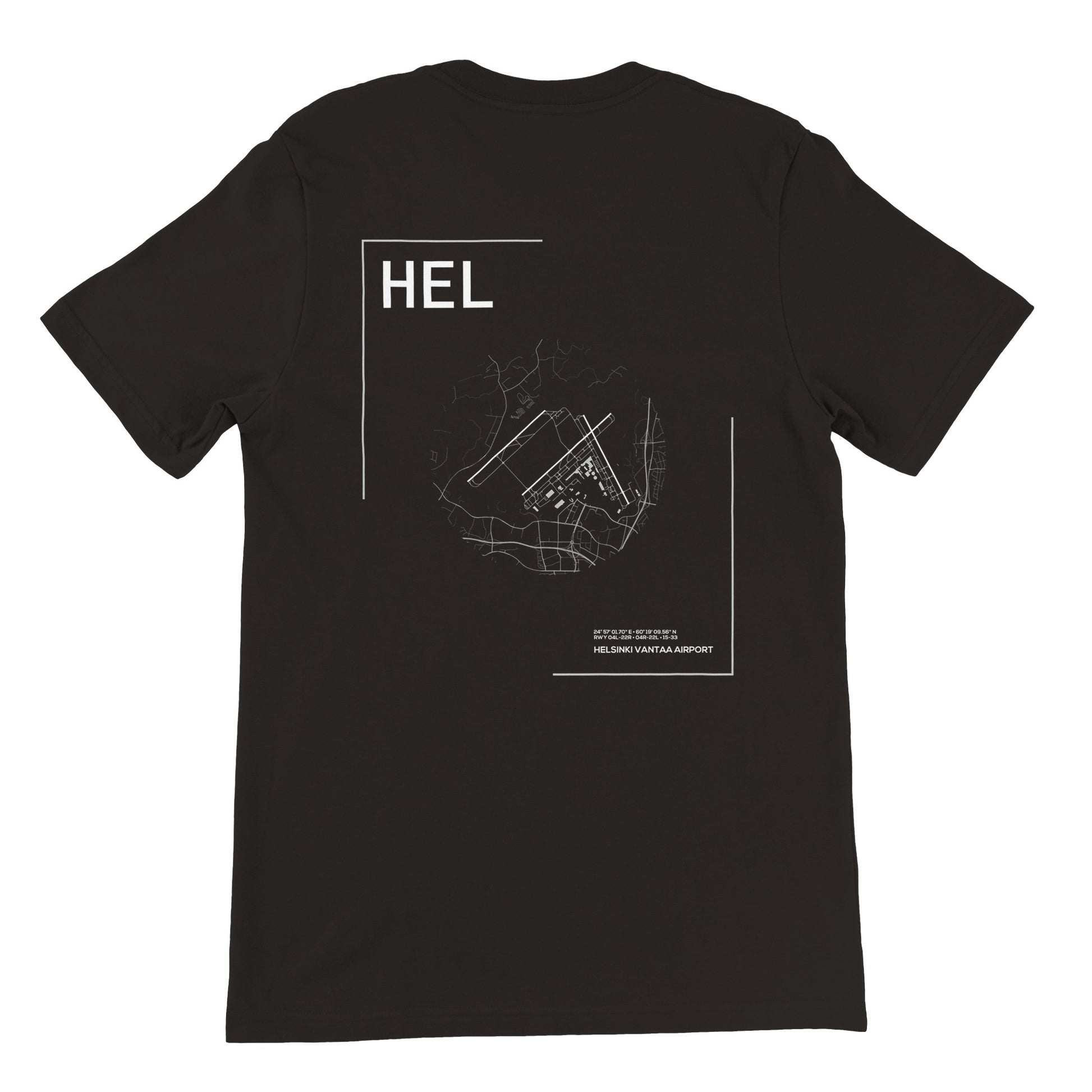 Black HEL Airport Diagram T-Shirt Back