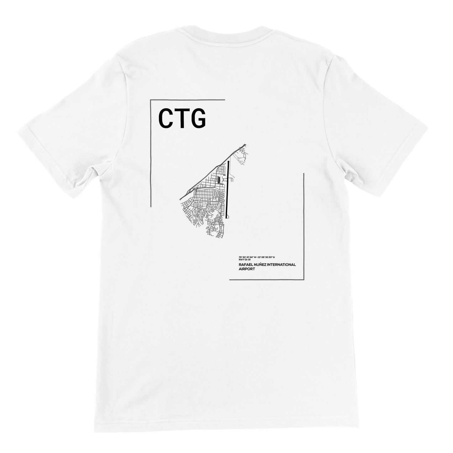 White CTG Airport Diagram T-Shirt Back