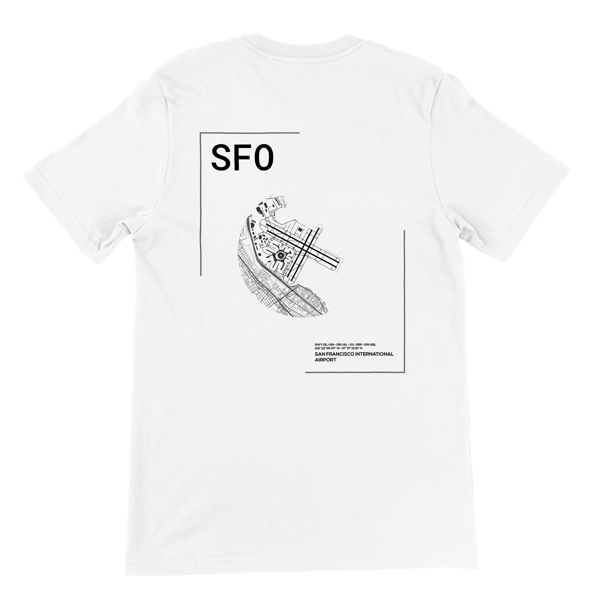 White SFO Airport Diagram T-Shirt Back
