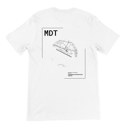 White MDT Airport Diagram T-Shirt Back
