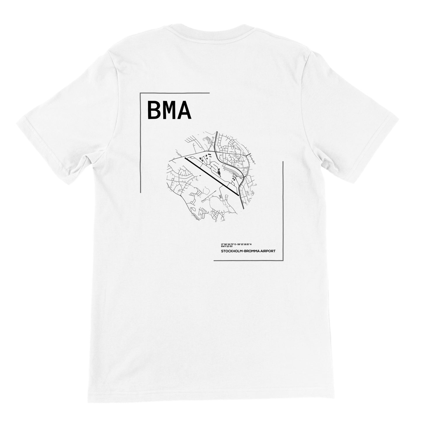 White BMA Airport Diagram T-Shirt Back