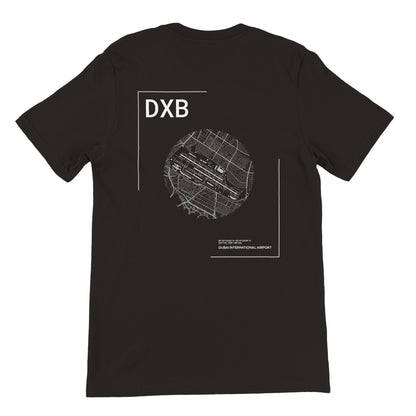 Black DXB Airport Diagram T-Shirt Back