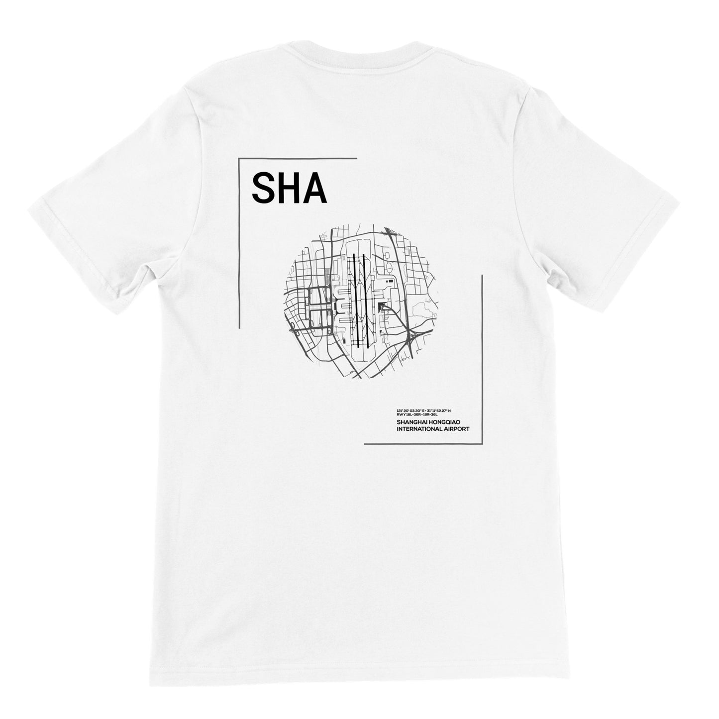 White SHA Airport Diagram T-Shirt Back