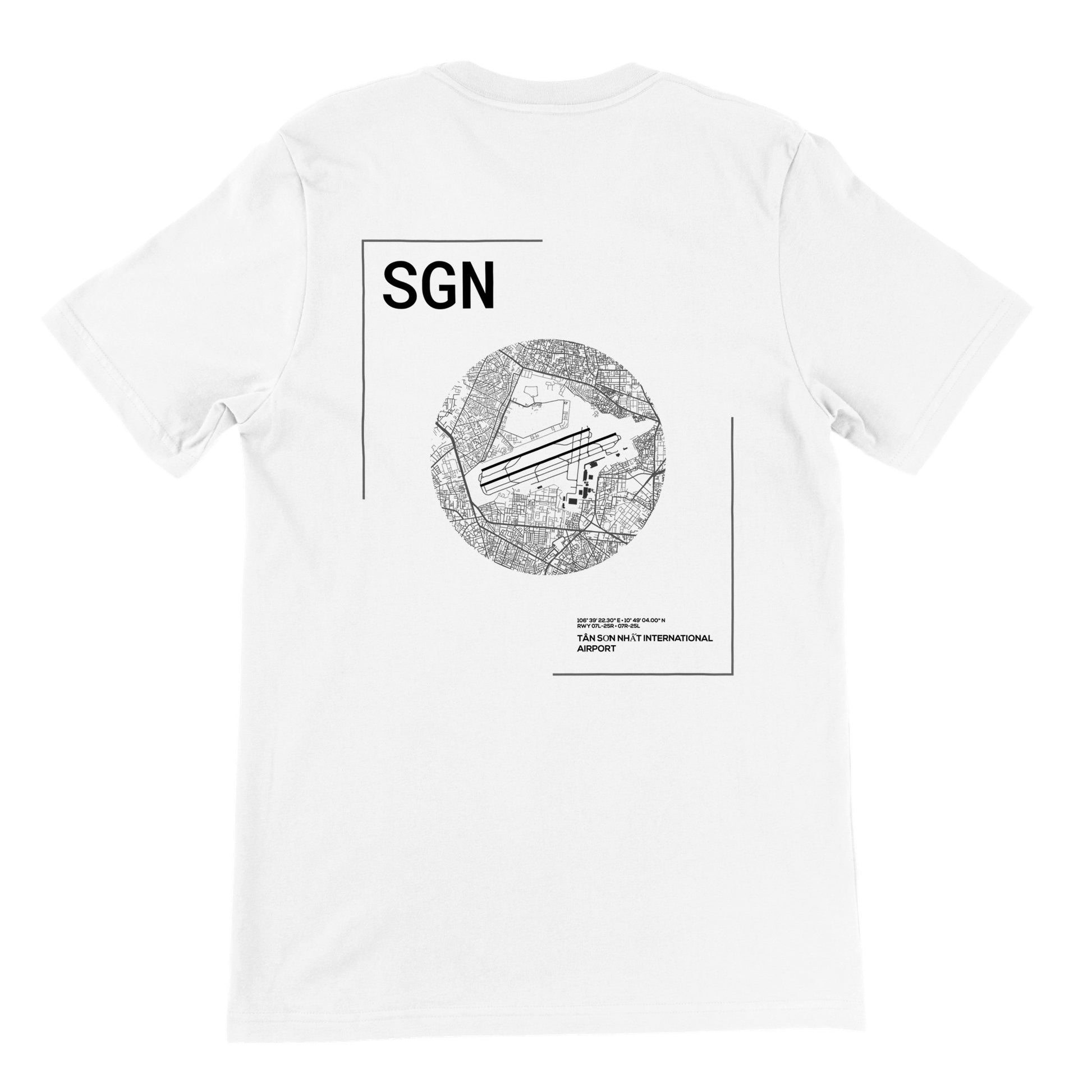 White SGN Airport Diagram T-Shirt Back