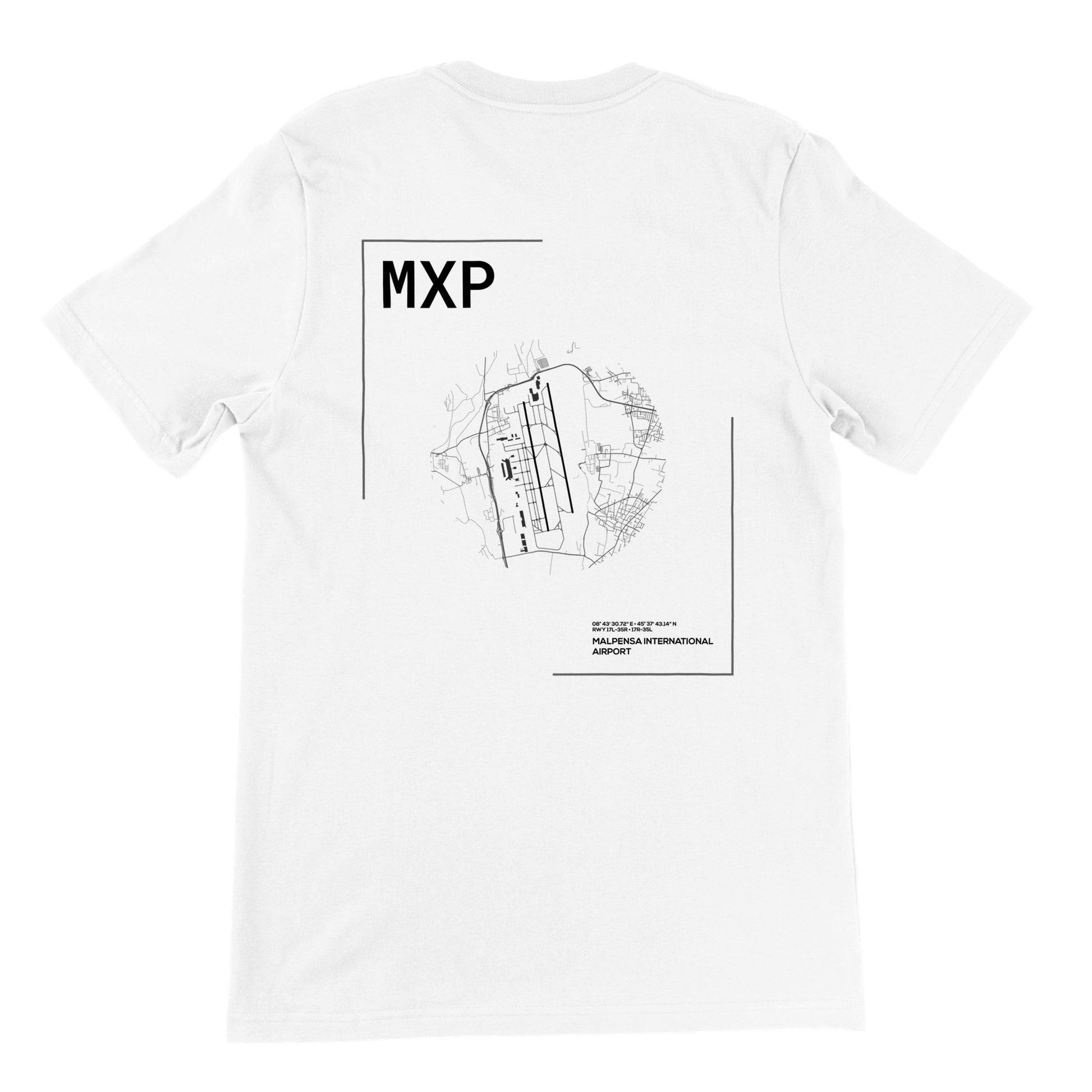 White MXP Airport Diagram T-Shirt Back