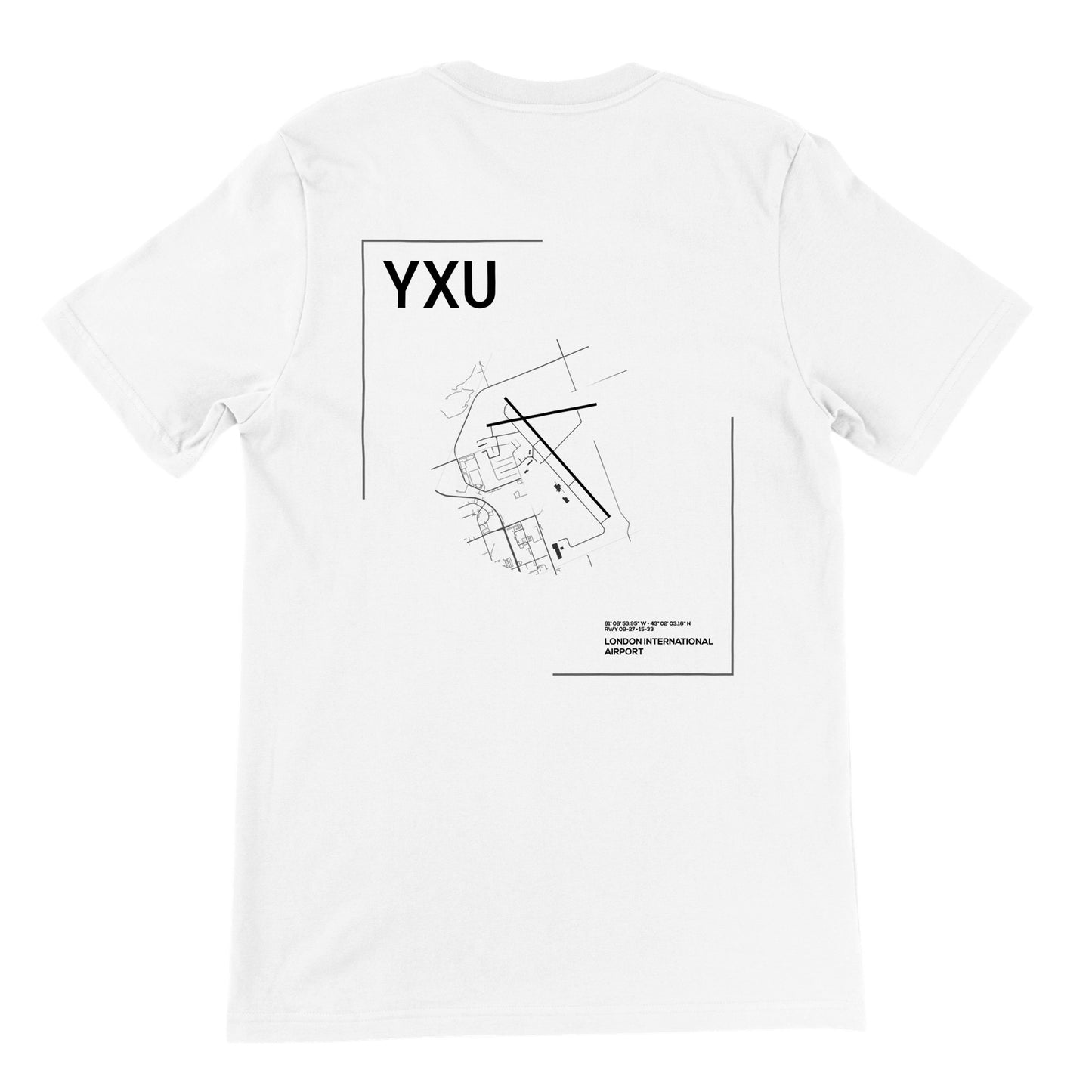 White YXU Airport Diagram T-Shirt Back
