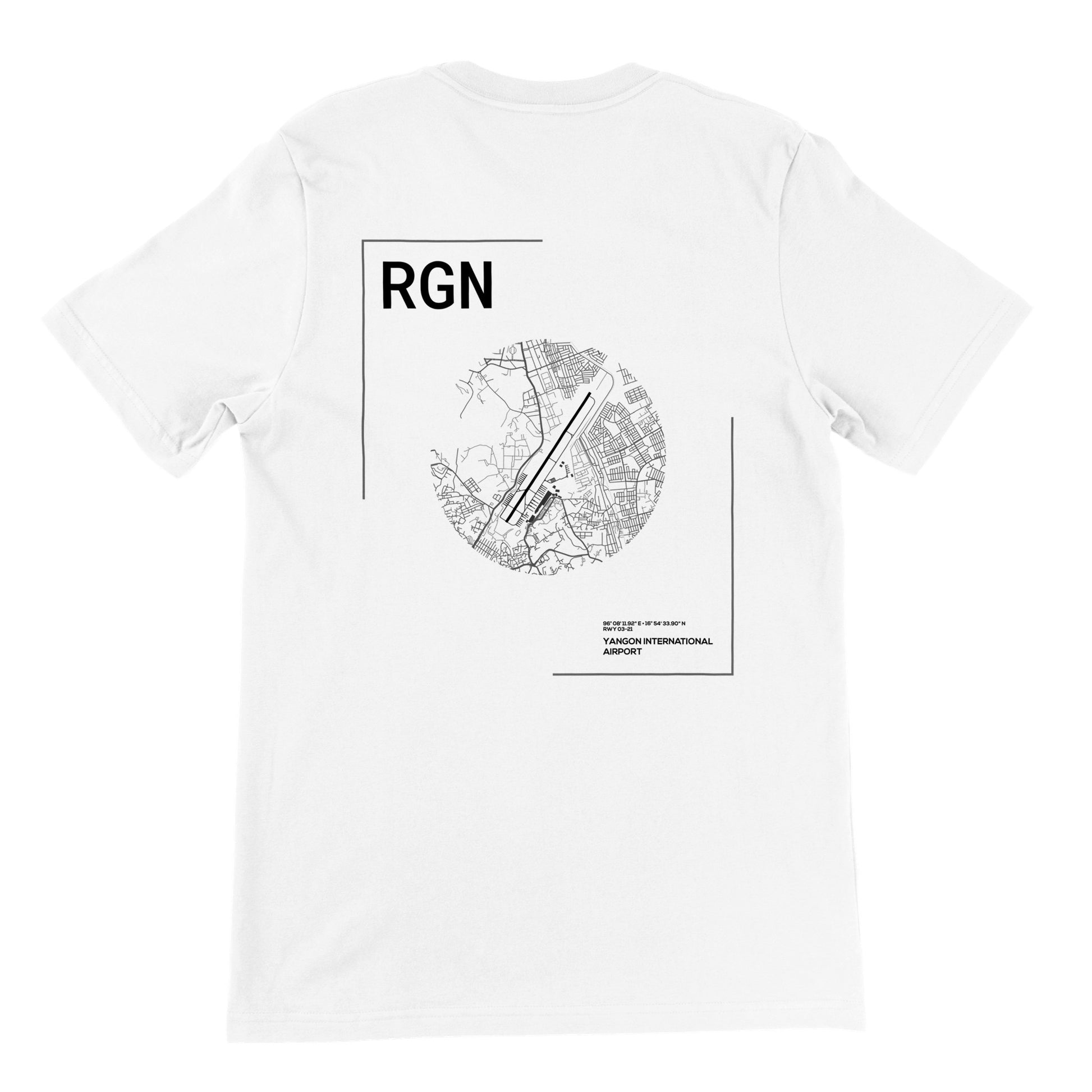 White RGN Airport Diagram T-Shirt Back