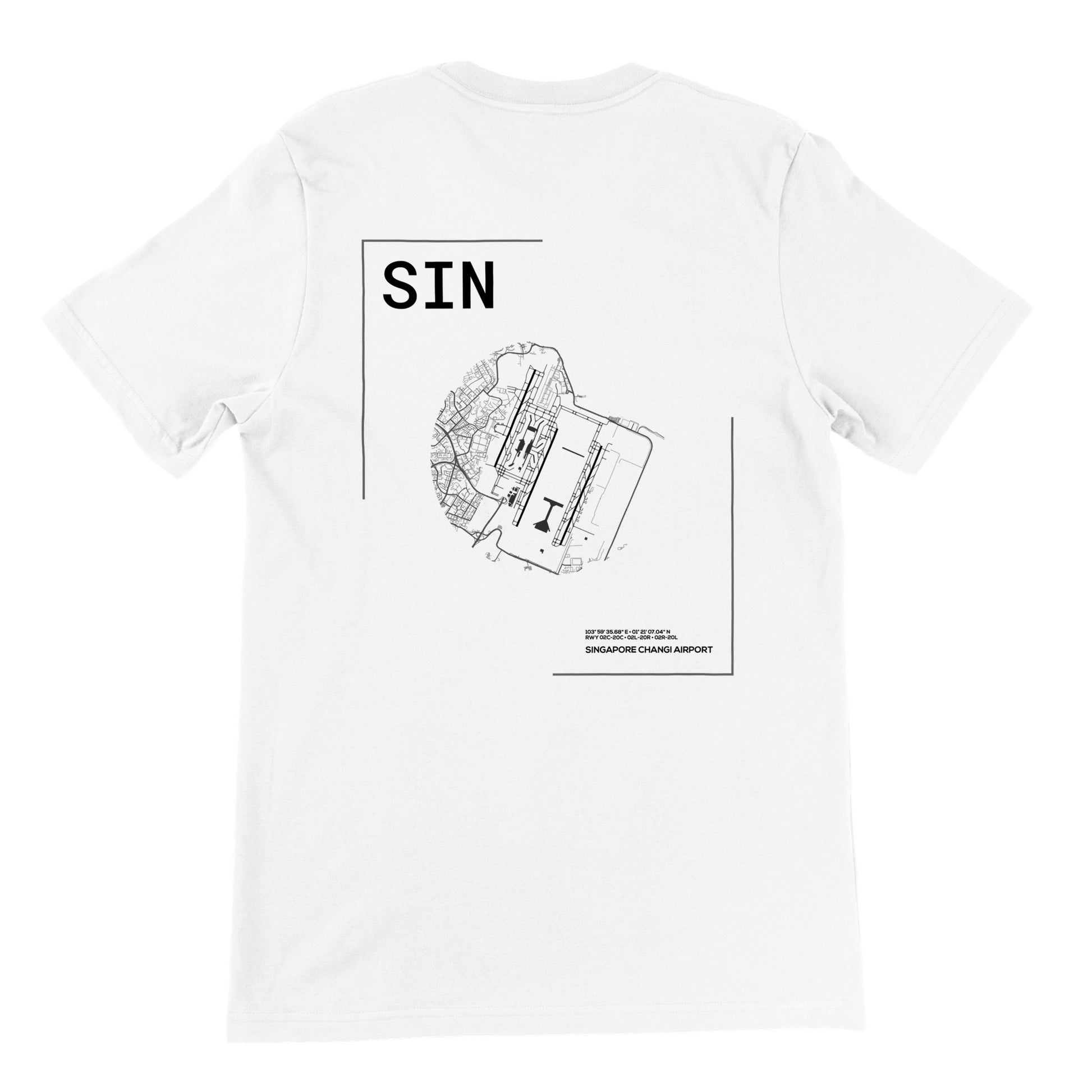 White SIN Airport Diagram T-Shirt Back