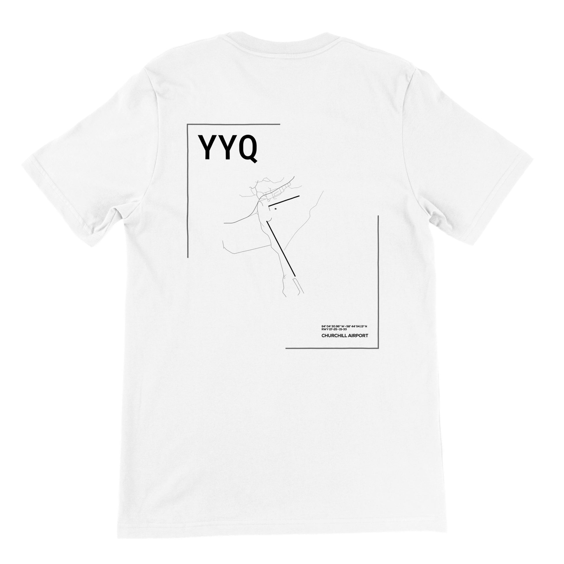 White YYQ Airport Diagram T-Shirt Back
