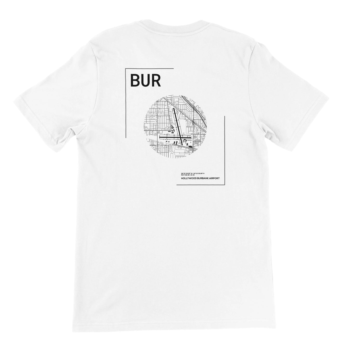 White BUR Airport Diagram T-Shirt Back