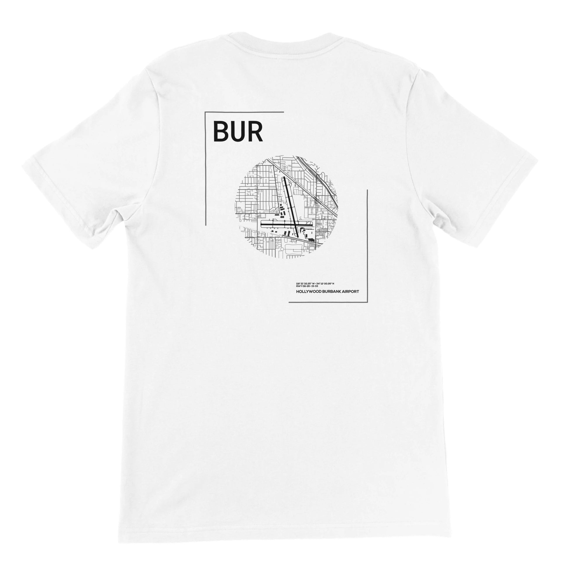White BUR Airport Diagram T-Shirt Back