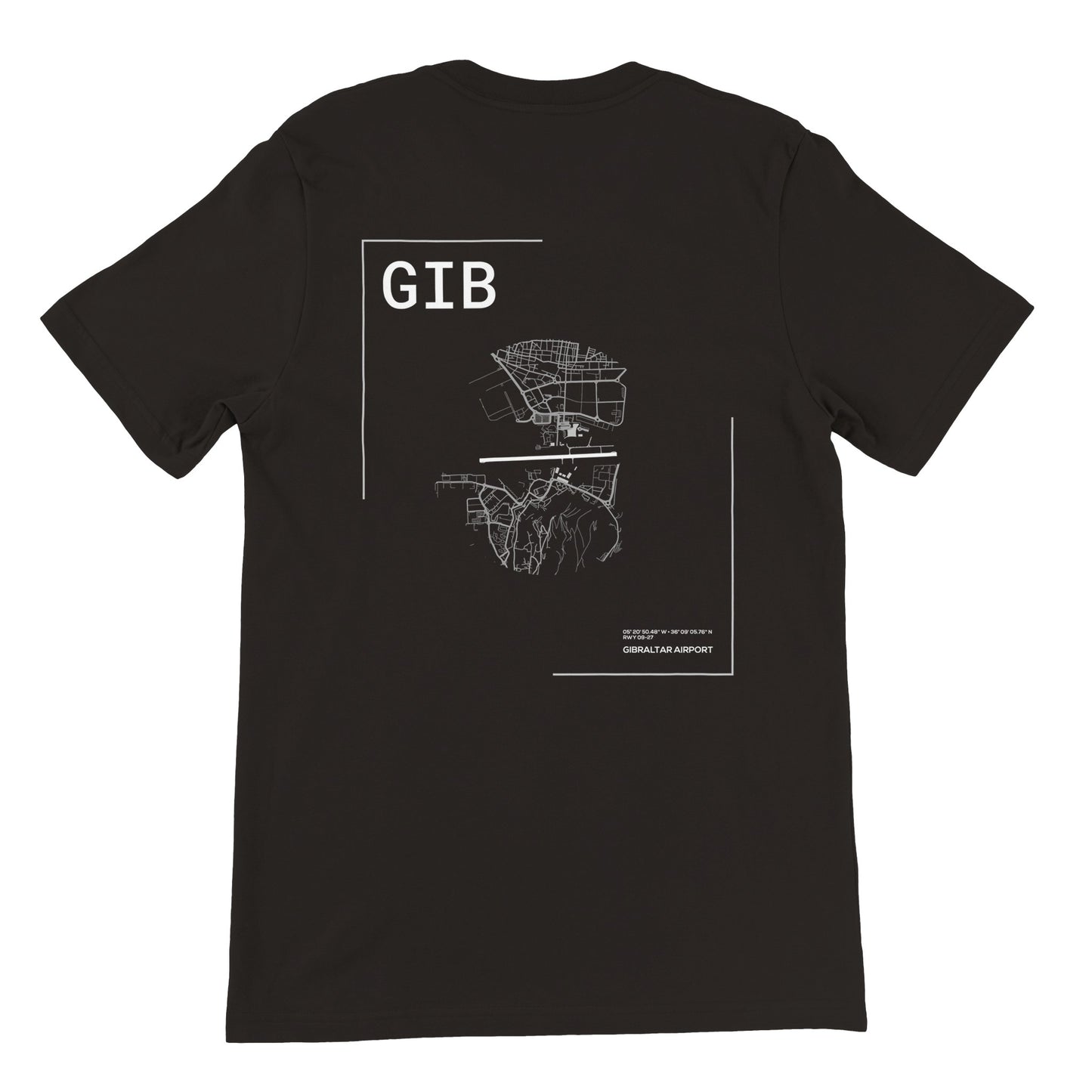 Black GIB Airport Diagram T-Shirt Back