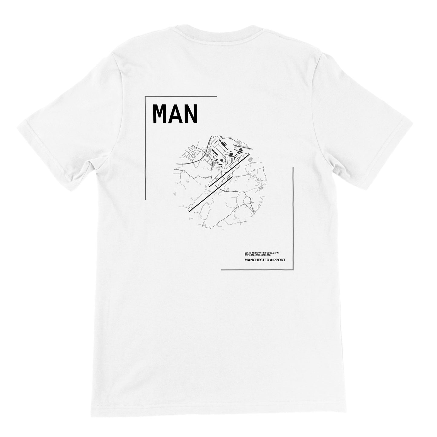 White MAN Airport Diagram T-Shirt Back