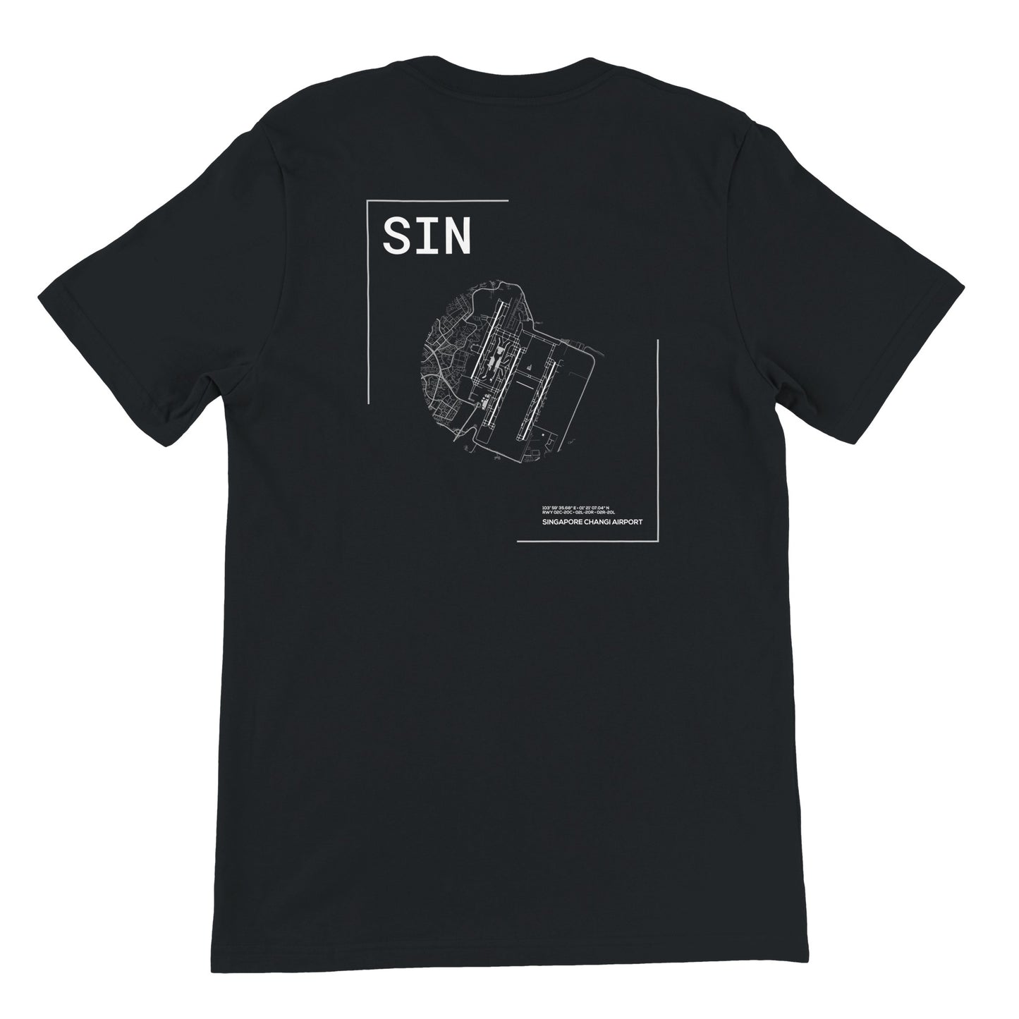 Black SIN Airport Diagram T-Shirt Back