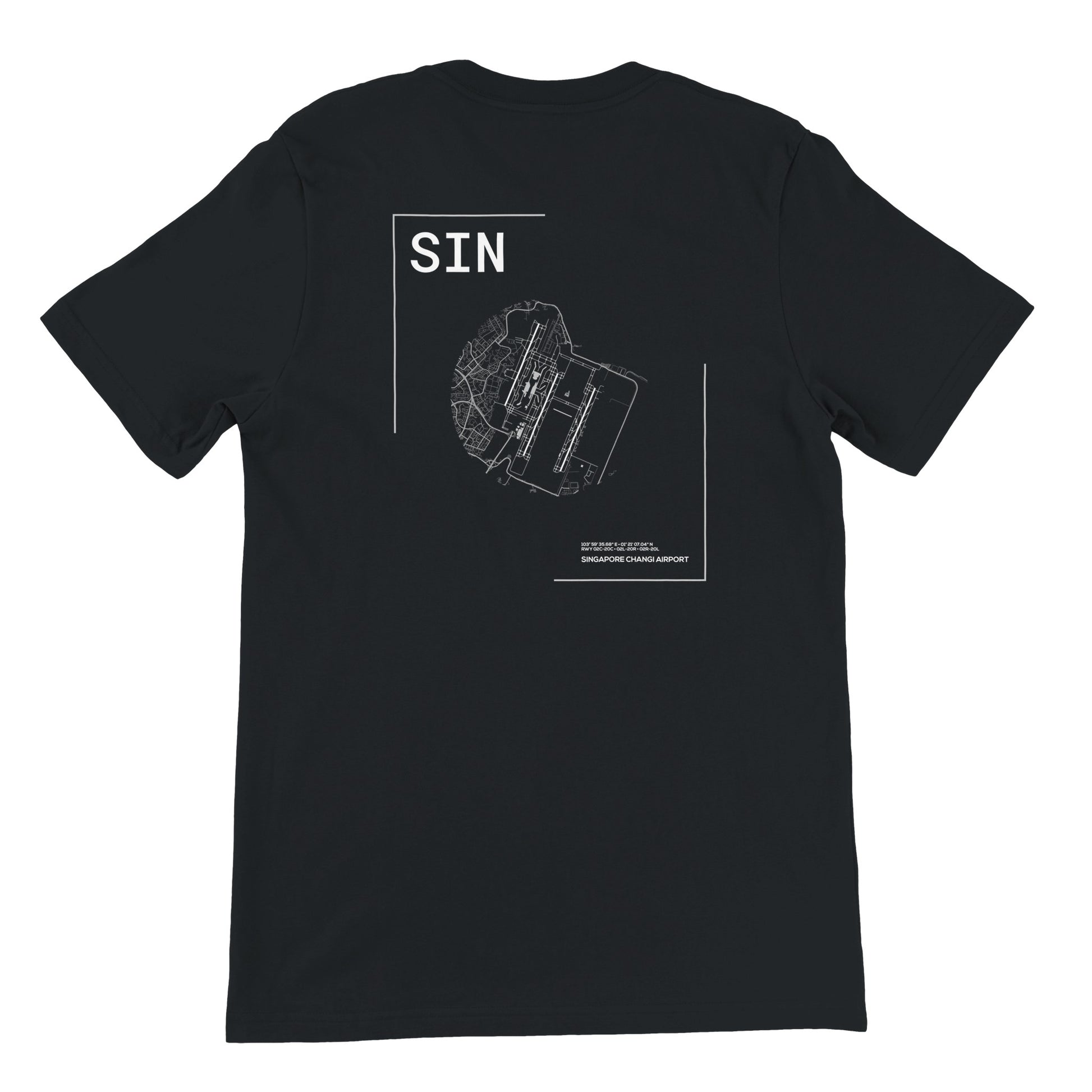 Black SIN Airport Diagram T-Shirt Back